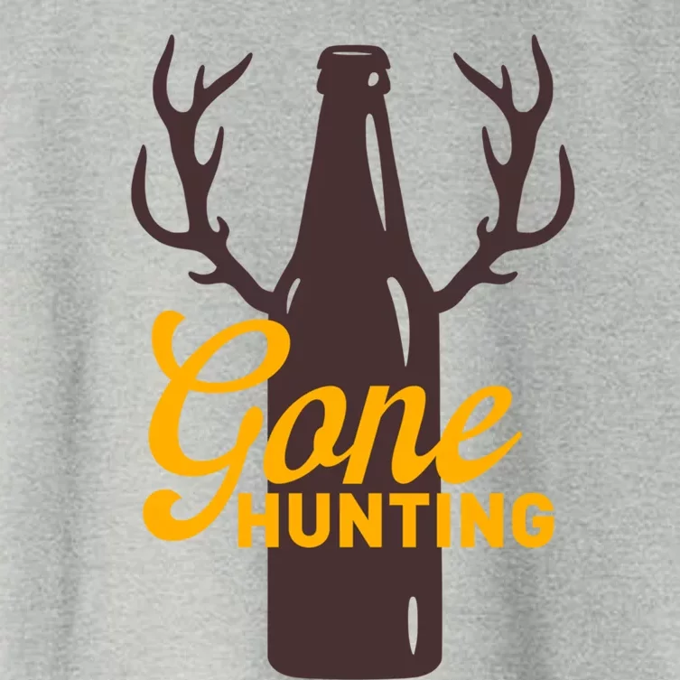 Gone Hunting With Beer Bottle With Deer Antlers Gift Women's Crop Top Tee