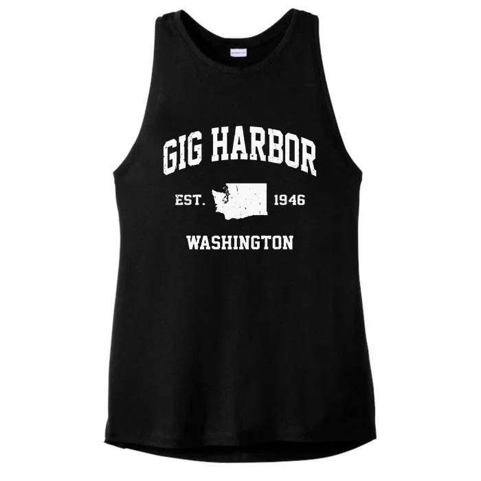 Gig Harbor Washington WA Vintage State Athletic Style Ladies Tri-Blend Wicking Tank