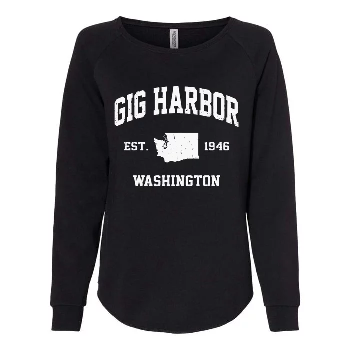 Gig Harbor Washington WA Vintage State Athletic Style Womens California Wash Sweatshirt