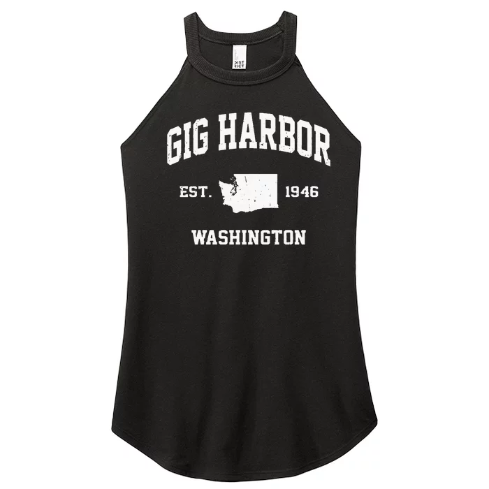 Gig Harbor Washington WA Vintage State Athletic Style Women’s Perfect Tri Rocker Tank