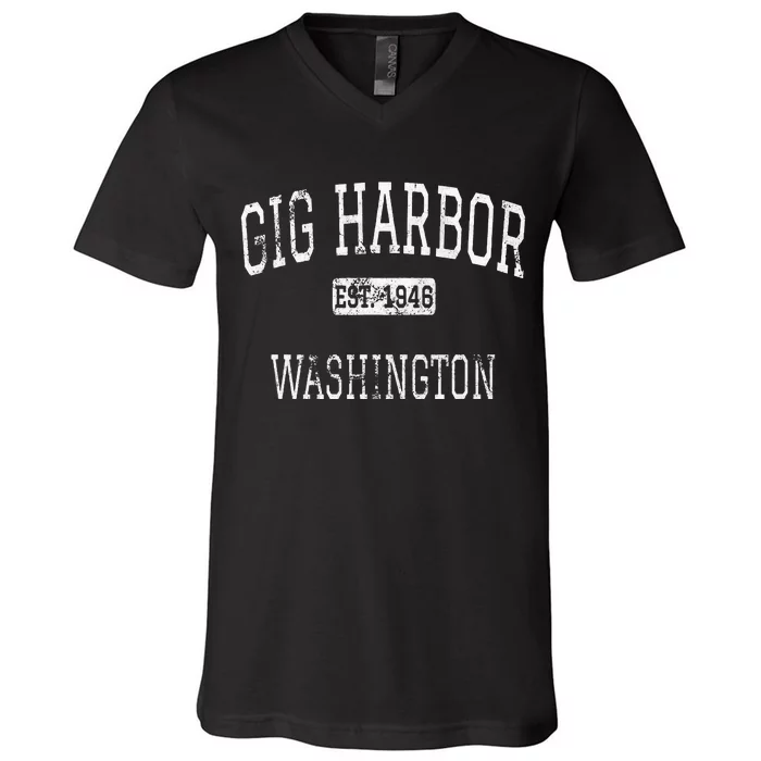 Gig Harbor Washington WA Vintage V-Neck T-Shirt