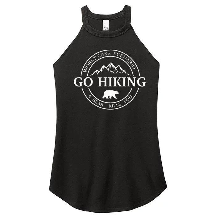 Go Hiking Worst Case Scenario A Bear Kills You Camping Women’s Perfect Tri Rocker Tank