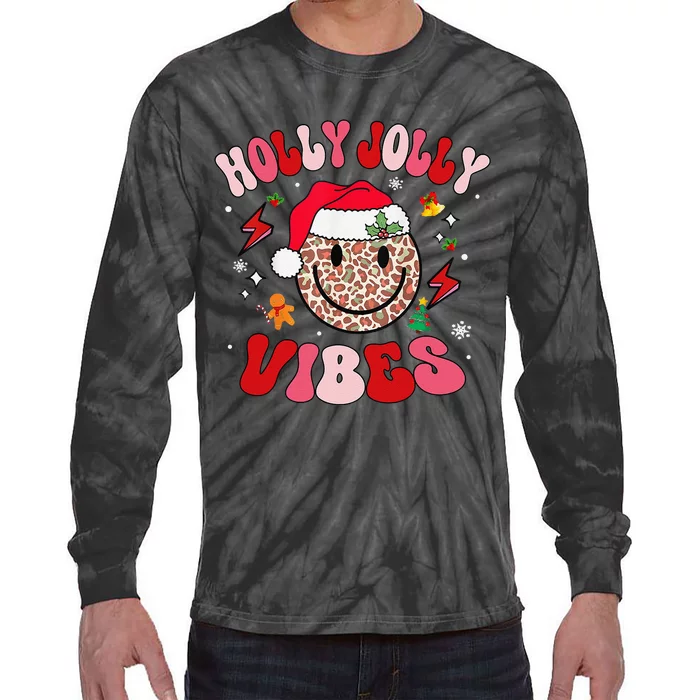 Groovy Holly Xmas Jolly Vibes Pin.K Christmas Xmas Tie-Dye Long Sleeve Shirt