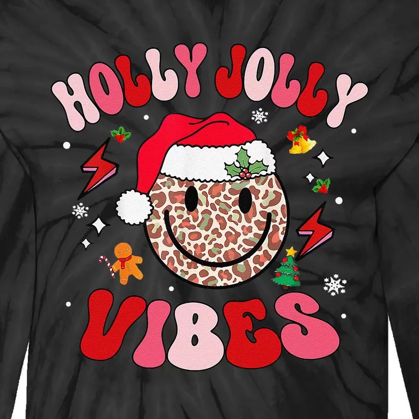 Groovy Holly Xmas Jolly Vibes Pin.K Christmas Xmas Tie-Dye Long Sleeve Shirt