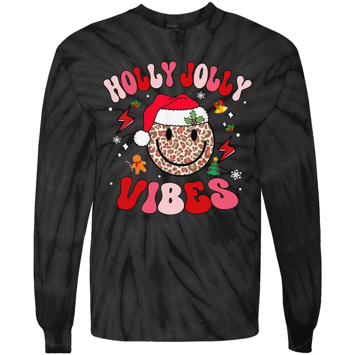 Groovy Holly Xmas Jolly Vibes Pin.K Christmas Xmas Tie-Dye Long Sleeve Shirt