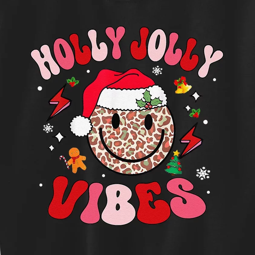 Groovy Holly Xmas Jolly Vibes Pin.K Christmas Xmas Kids Sweatshirt