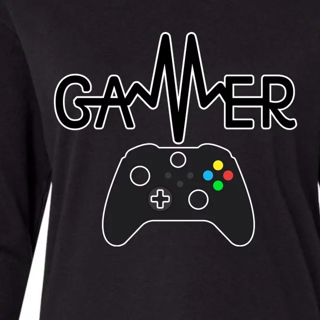 Gamer Heartbeat Xbox Black Womens Cotton Relaxed Long Sleeve T-Shirt