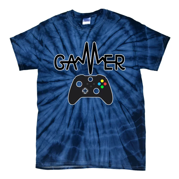 Gamer Heartbeat Xbox Black Tie-Dye T-Shirt