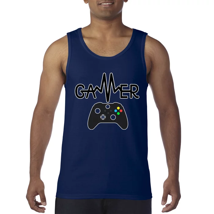 Gamer Heartbeat Xbox Black Tank Top