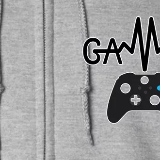 Gamer Heartbeat Xbox Black Full Zip Hoodie