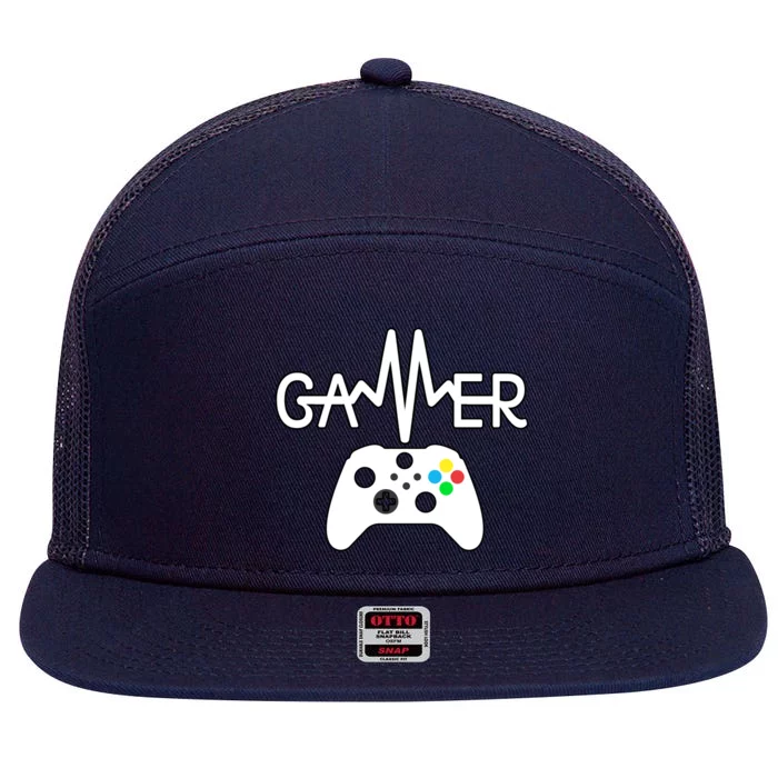 Gamer Heartbeat Xbox White 7 Panel Mesh Trucker Snapback Hat