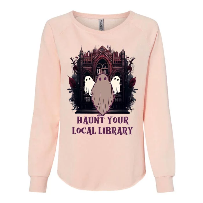 Ghost Haunt Your Local Library Halloween Womens California Wash Sweatshirt