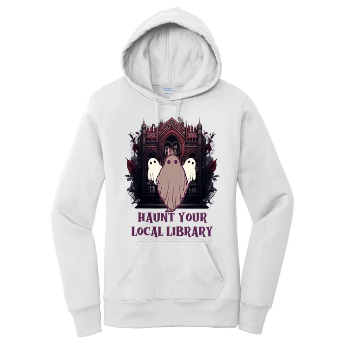 Ghost Haunt Your Local Library Halloween Women's Pullover Hoodie