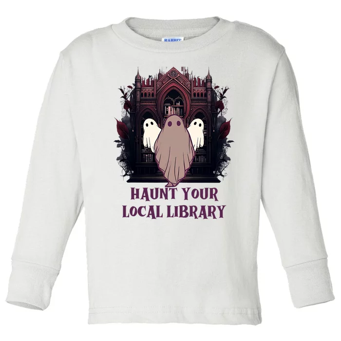 Ghost Haunt Your Local Library Halloween Toddler Long Sleeve Shirt