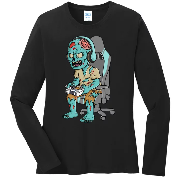 Gamer Halloween Zombie Scary Gaming Ladies Long Sleeve Shirt