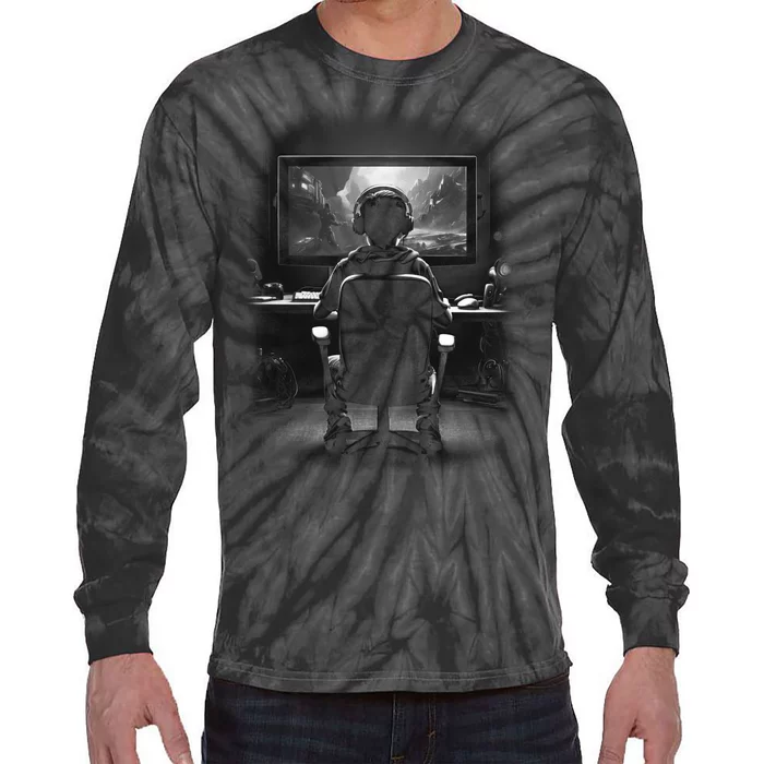 Gamer In Action Tie-Dye Long Sleeve Shirt