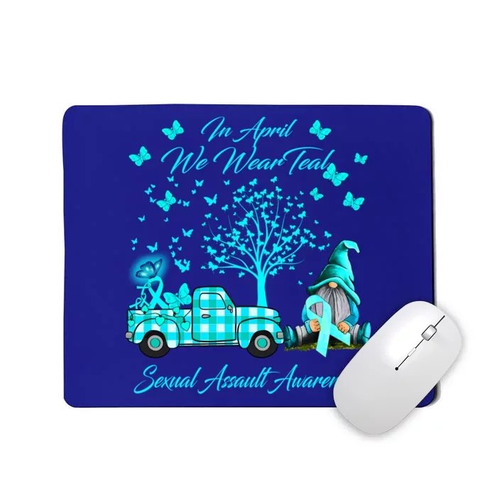 Gnomes In April We Wear Teal Sexual Assault Awareness Funny Gift Meaningful Gift Mousepad