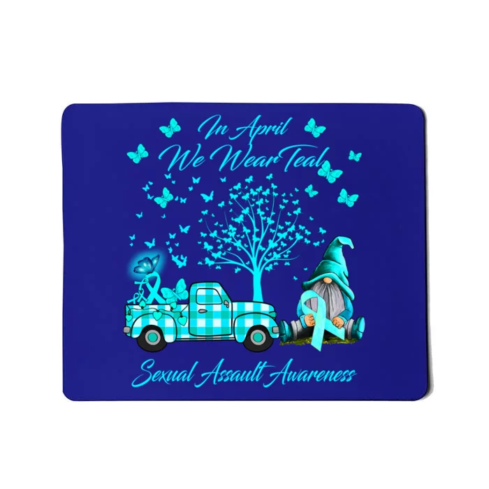 Gnomes In April We Wear Teal Sexual Assault Awareness Funny Gift Meaningful Gift Mousepad