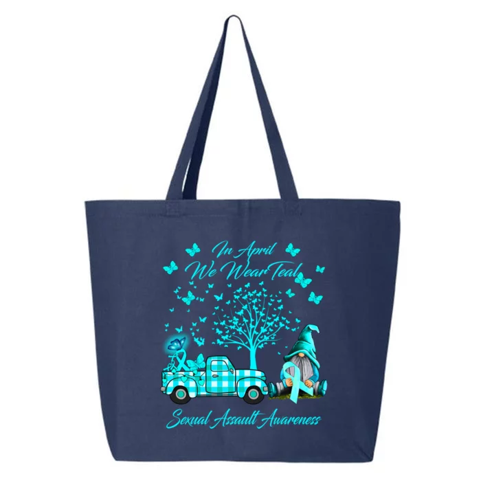 Gnomes In April We Wear Teal Sexual Assault Awareness Funny Gift Meaningful Gift 25L Jumbo Tote