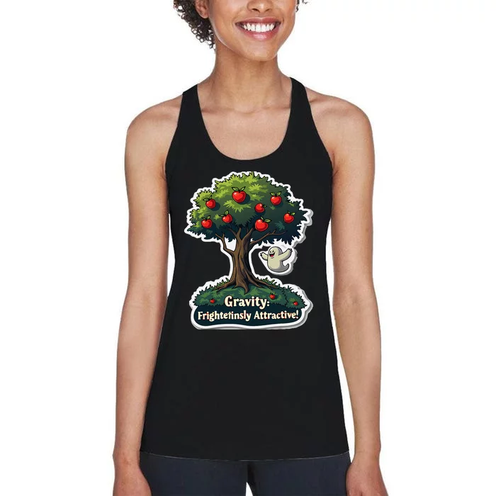 Gravity Is Attractive Physics Teachers Halloween Pun Women's Racerback Tank