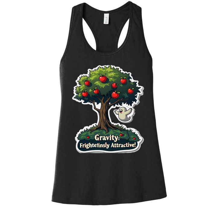 Gravity Is Attractive Physics Teachers Halloween Pun Women's Racerback Tank