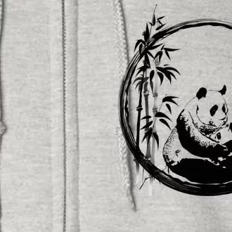 Giant Panda Bamboo Japanese Ink Painting Full Zip Hoodie