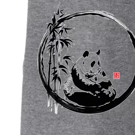 Giant Panda Bamboo Japanese Ink Painting Doggie 3-End Fleece Hoodie