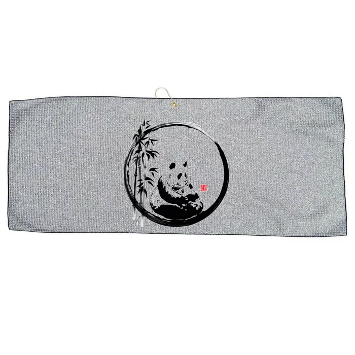 Giant Panda Bamboo Japanese Ink Painting Large Microfiber Waffle Golf Towel