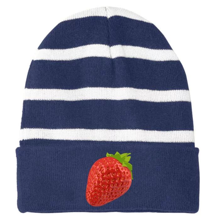 Giant Strawberry Striped Beanie with Solid Band