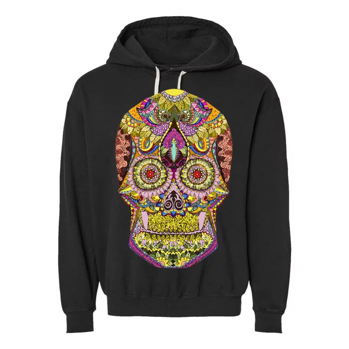 Giant Sugar Floral Sugar Skull Garment-Dyed Fleece Hoodie