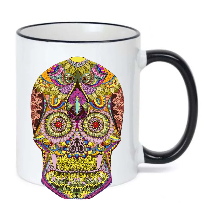 Giant Sugar Floral Sugar Skull Black Color Changing Mug