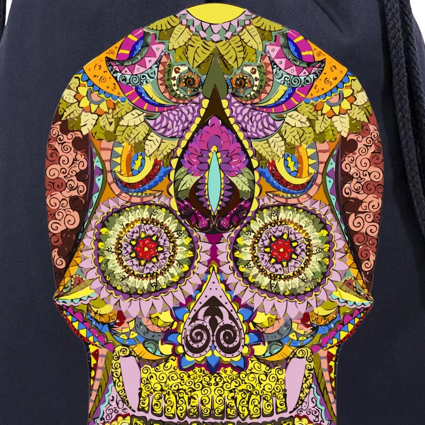 Giant Sugar Floral Sugar Skull Drawstring Bag