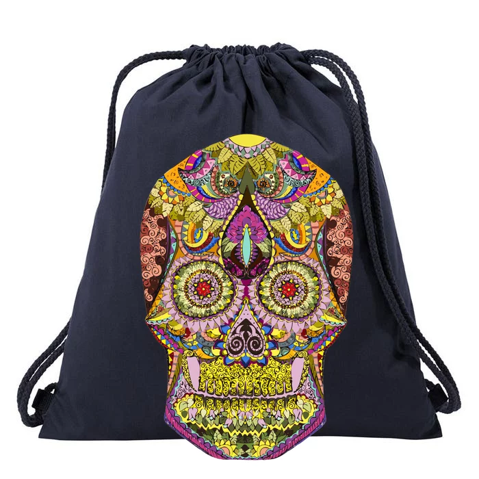 Giant Sugar Floral Sugar Skull Drawstring Bag