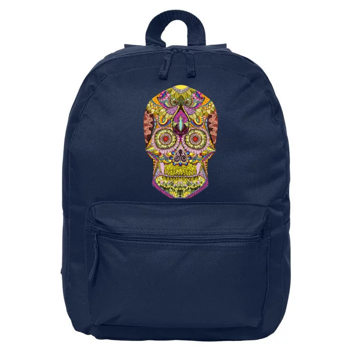 Giant Sugar Floral Sugar Skull 16 in Basic Backpack