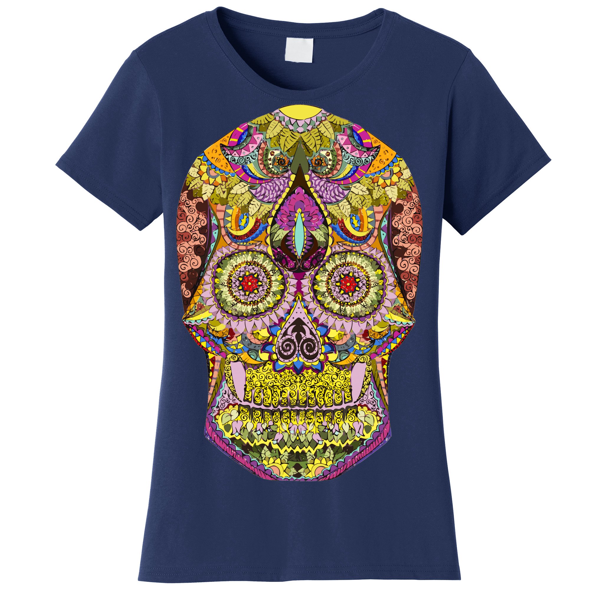 Teeshirtpalace Giant Sugar Floral Sugar Skull Women's T-Shirt