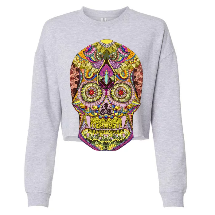 Giant Sugar Floral Sugar Skull Cropped Pullover Crew