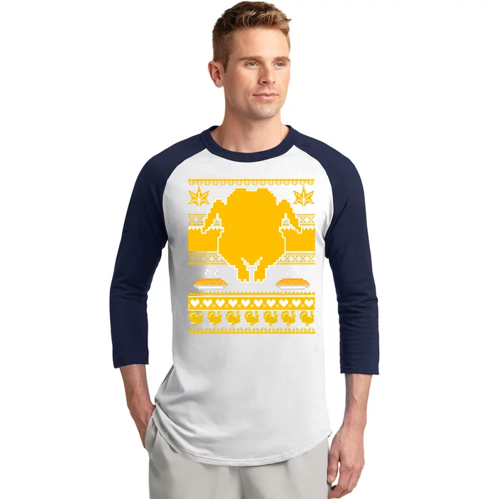 Giant Trukey Ugly Thanksgiving Baseball Sleeve Shirt