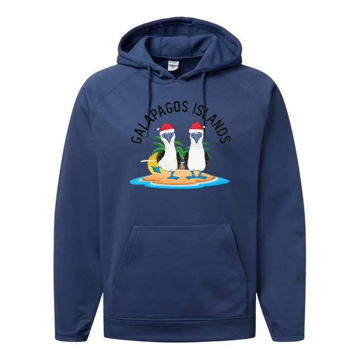 Galapagos Islands Blue Footed Booby Bird Christmas Performance Fleece Hoodie