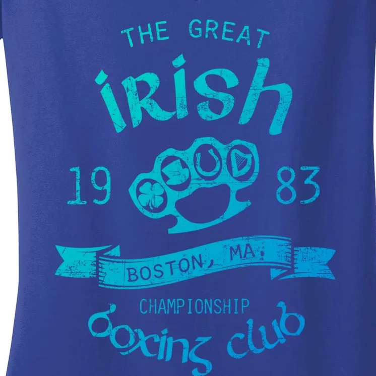 Great Irish Boston St PatrickS Boxing Club Fighting Pub Gift Women's V-Neck T-Shirt