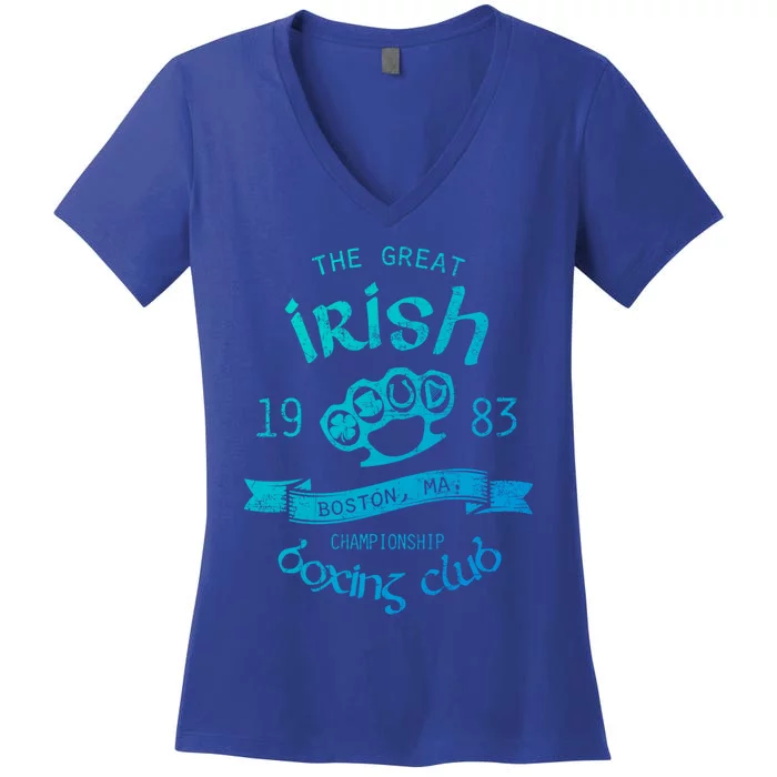 Great Irish Boston St PatrickS Boxing Club Fighting Pub Gift Women's V-Neck T-Shirt