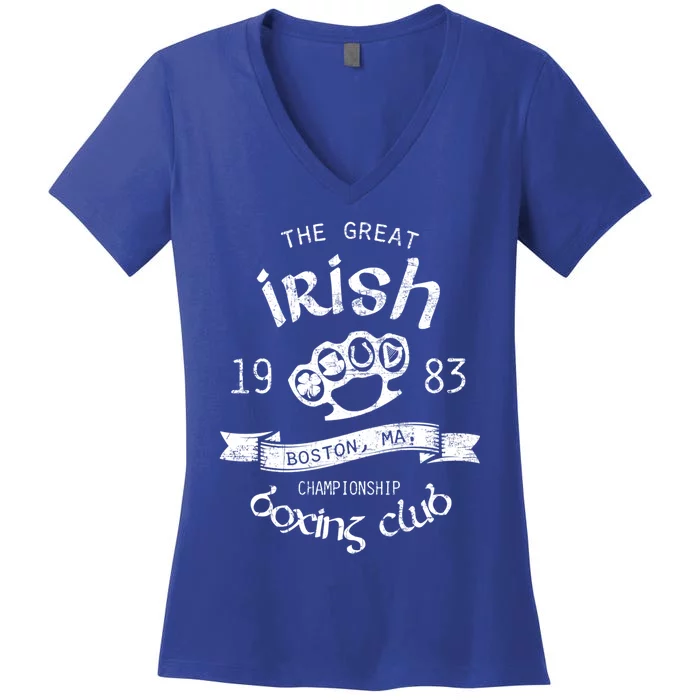 Great Irish Boston St PatrickS Boxing Club Fighting Pub Gift Women's V-Neck T-Shirt