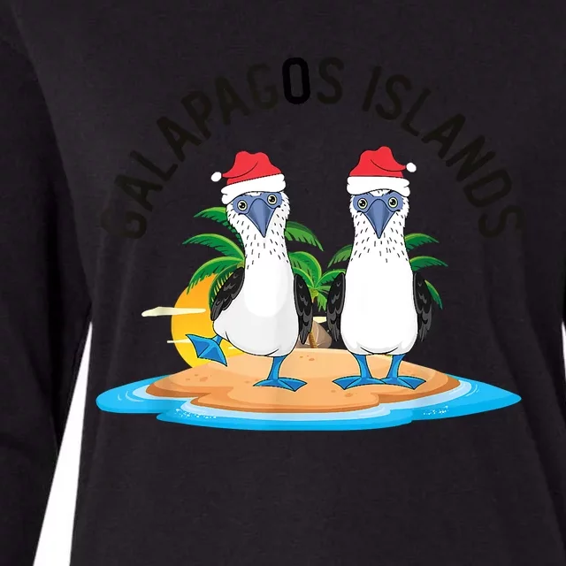 Galapagos Islands Blue Footed Booby Bird Christmas Womens Cotton Relaxed Long Sleeve T-Shirt