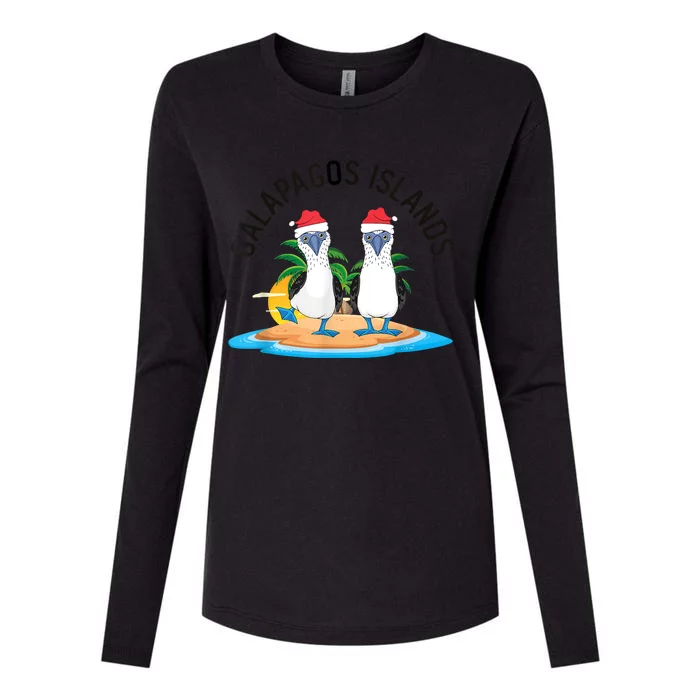 Galapagos Islands Blue Footed Booby Bird Christmas Womens Cotton Relaxed Long Sleeve T-Shirt