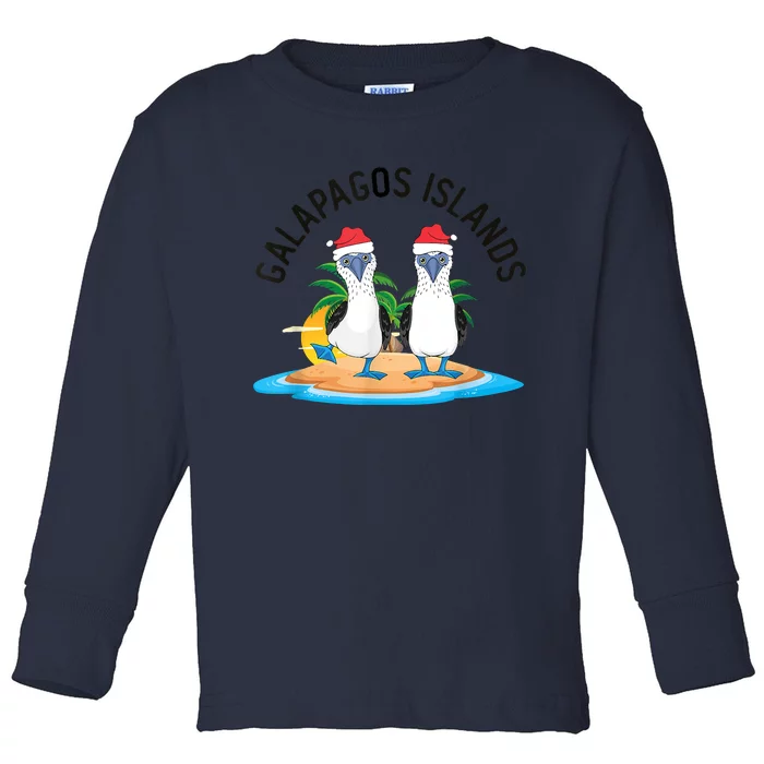 Galapagos Islands Blue Footed Booby Bird Christmas Toddler Long Sleeve Shirt