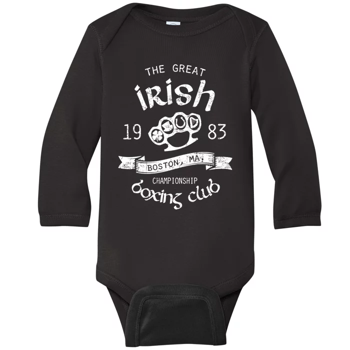 Great Irish Boston St PatrickS Boxing Club Fighting Pub Meaningful Gift Baby Long Sleeve Bodysuit