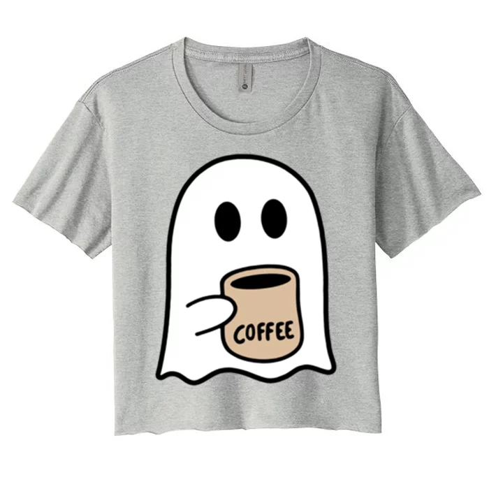 Ghost Ing Coffee Funny Halloween Costume Coffee Lover Cool Gift Women's Crop Top Tee