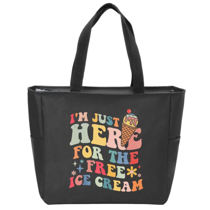 Groovy Ice Cream Lover Im Just Here For The Ice Cream Zip Tote Bag