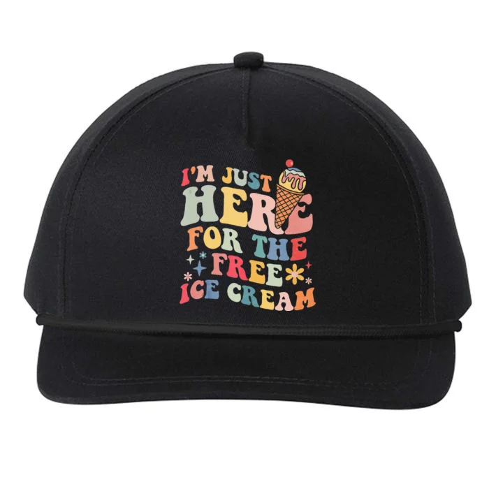 Groovy Ice Cream Lover Im Just Here For The Ice Cream Snapback Five-Panel Rope Hat