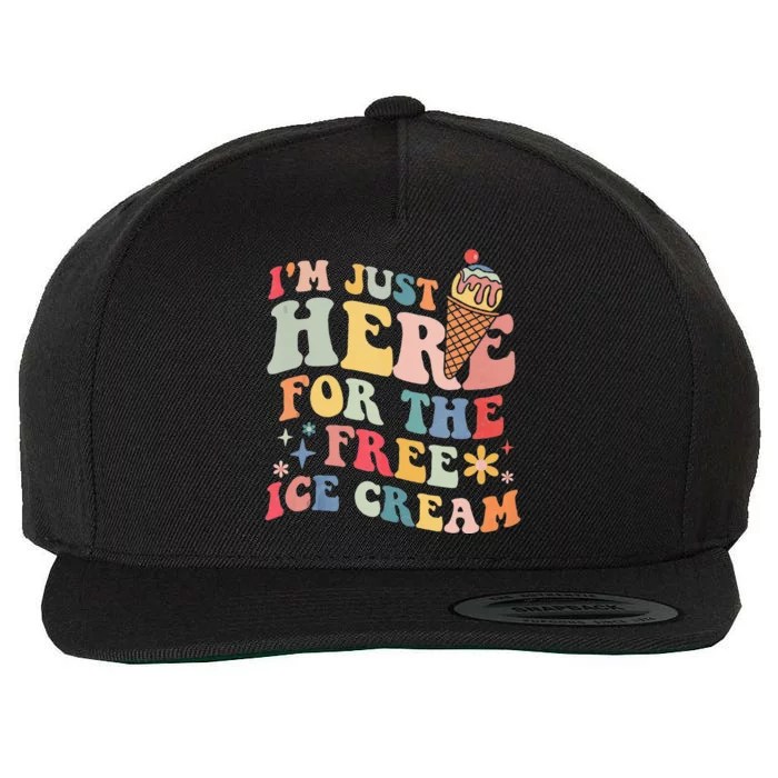 Groovy Ice Cream Lover Im Just Here For The Ice Cream Wool Snapback Cap