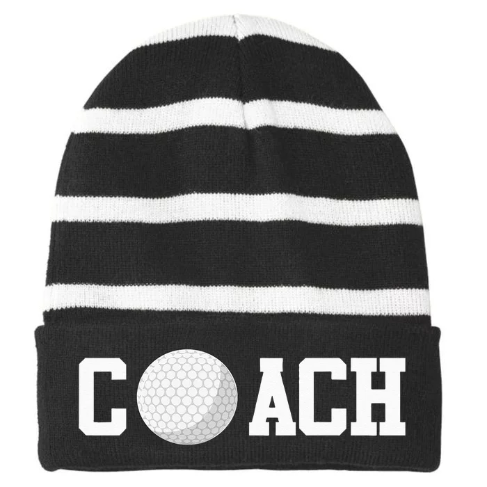 Golf Instructor Coach Golfer Golf Ball Gift Golf Course Striped Beanie with Solid Band